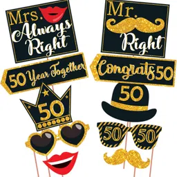 wobbox 50th anniversary party props, 50th Wedding anniversary decoration items(FP293) Photo Booth Board image 2