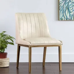 casacraft from pepperfry Orrey Leatherette Dining Chair In Off White Colour image 1