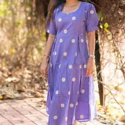 bnt Women A-line Purple Above Knee/Mid Thigh Length Dress image 2