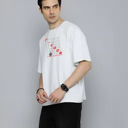 r.code by the roadster life co. The Roadster Lifestyle Co.Men Graphic Printed Round Neck Cotton Oversized T-Shirt image 1