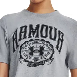 UNDER ARMOUR UA Collegiate Crest Crop Short Sleeve Printed Relaxed Fit T-Shirt image 2