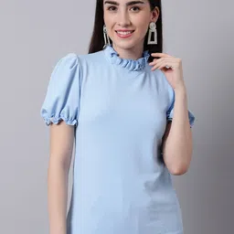 Sugathari High Neck Puff Sleeve Top-image-5