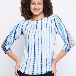 BAESD Tie and Dye Boat Neck Slit Sleeve Rayon Top-picture-10