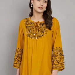 SAAKAA Print Tie-Up Neck Bell Sleeve Top-picture-25