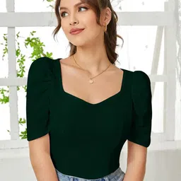 Dream Beauty Fashion Sweetheart Neck Puff Sleeve Top-picture-36