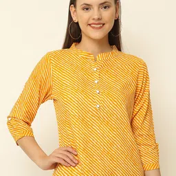 Vastralay Lahariya Print Mandarin Collar Roll-Up Sleeves Regular Top-picture-20