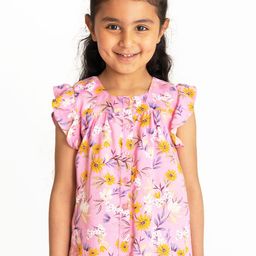 Campana Girls Floral Printed Flutter Sleeve Top-picture-4