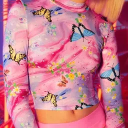 TANDUL Printed Long Sleeves Crop Top image 4