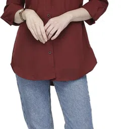 eretailors Women Regular Fit Solid Spread Collar Casual Shirt image 4