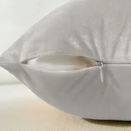 AEROHAVEN Silver-Toned & White 2 Pieces Colourblocked Reversible Square Cushion Covers image 3