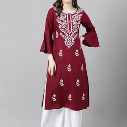 ANANDITA Ethnic Motifs Embroidered Thread Work Detailed Straight Kurta-picture-11