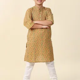 Fabindia Boys Geometric Printed Straight Pure Cotton Kurta-picture-3
