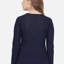 LE BOURGEOIS Navy Blue Solid Cut Out Top image 5