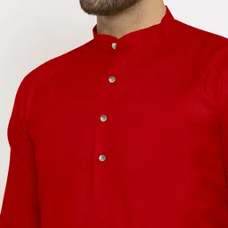 lookmakers Men Solid Cotton Blend Straight Kurta image 3