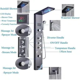 Prossimagen Thermostatic Shower Panel Stainless Steel 304 Grade Gold Color 8 in 1 System, Rainfall Shower, 8 Body Jet Spray, Handheld Shower, Temperature Display Easy Connect Shower Panel Kit image 3