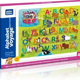 minileaves Alphabets Voyage Wooden Jigsaw Puzzles for 3+ Age Kids (24 Pieces) image 4