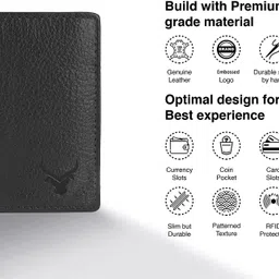 buffhide Men Casual, Formal Black Genuine Leather RFID Wallet image 4