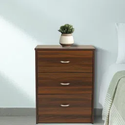 nilkamal Torrie Bedside Table in Classic Walnut Finish with Drawers-picture-26