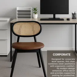 habereindia Mica Solid Wood Dining Chair In Brown Finish image 3