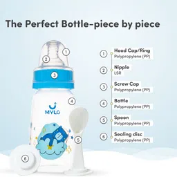 mylo Baby 2 in 1 Feeding Bottle for New Borns with Spoon | Anti Colic | Easy Flow - 125 ml image 5