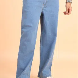 levorce Men Loose Fit Mid Rise Light Blue Jeans-picture-41