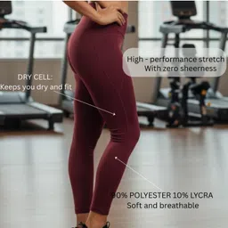 vibrant vibes Solid Women Maroon Tights image 2