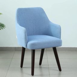 casacraft from pepperfry Bolivar Velvet Dining Chair In Opal Blue Colour-picture-37