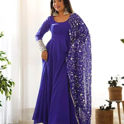 kedar fab Embroidered Georgette Stitched Anarkali Gown image 3