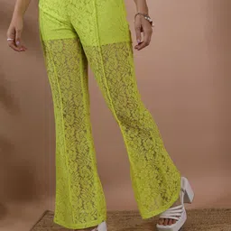 tokyo talkies Women Regular Fit Green Cotton Blend Trousers image 4