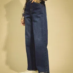 flying machine Women Straight Fit High Rise Blue Jeans image 3