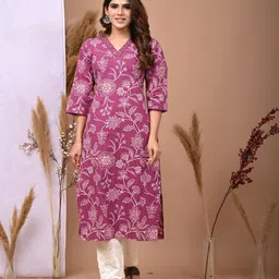 rimeline Women Printed Pure Cotton Straight Kurta image 5