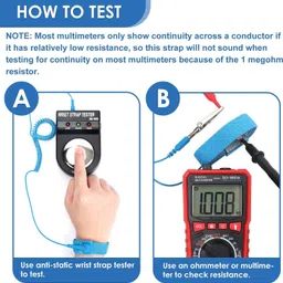 dishiva Anti-Static [ESD] Safe Discharge Wristband Wrist Strap Band Grounding Cord Anti-Static Wrist Strap image 3