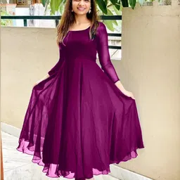 shivdharakurti Women A-line Purple Maxi/Full Length Dress-picture-19