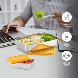 milton 2 - Pieces Steel Pro Lunch Sr. Container (1020 ml, 195 ml) 2 Containers Lunch Box image 2