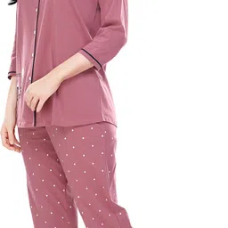 zeyo Women Shirt & Pyjama set Brown Printed image 3