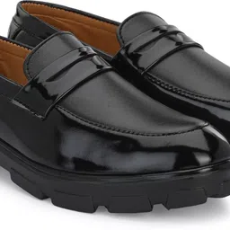 stylelure Leather Premium High Heels Black Formal Shoes Loafers For Men image 5