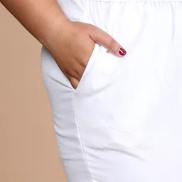 prin fashion house Women Regular Fit White Pure Cotton Trousers image 4