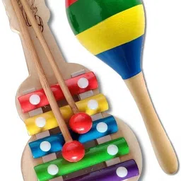 knk infotain Wooden Non Toxic Colourful Rattle Toys for Newborn Baby, Musical Infant Toy Rattle image 2