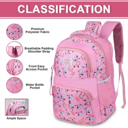baby girl korean style school bag for girls |school bag for girls class 9| Pink Color Bag Waterproof School Bag image 5