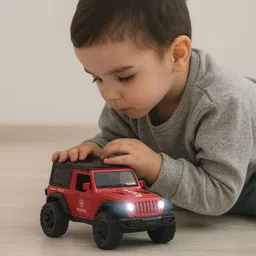 nilika enterprises Fire Jeep Toy Car with Light, Music, Openable Doors & Boot, 17cm Friction image 4