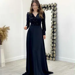 tadkeshvar Women Fit and Flare Blue Maxi/Full Length Dress-picture-16
