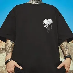 manlino Men Printed Round Neck Cotton Blend Black T-Shirt image 1