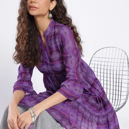 Women A-line Purple Above Knee/Mid Thigh Length Dress-image-22