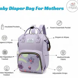 baby holic Baby Diaper Bag for Mothers | Black Maternity Backpack with Teddy Design TRAVELLING DIAPER BAG image 4