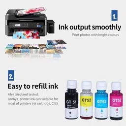 gAdi GT51 Refill Ink Bottle for Ink Tank 310, 315, 319, 410, GT5810, GT5820 Printers Black + Tri Color Combo Pack Ink Bottle image 4