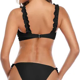 timi Solid Women Bikini Black Swimsuit image 2