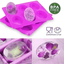balerion Silicone Cupcake/Muffin Mould Silicone Tart/Pie Mould Oval Shape Silicone Soap Molds with 6 Cavities Multicolor 100gm (Pack of 1) image 3