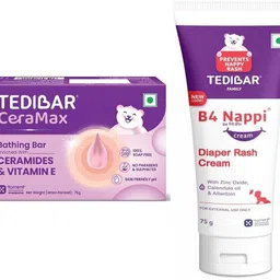 tedibar Ceramax Bathing Bar,75g & B4 Nappi Cream Diaper Rash,75gm image 1