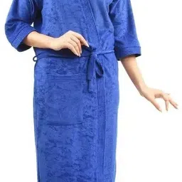 Terry Cotton Bathrobes For Women Wearable Quick Dry Magic Free Size(Royal Blue)1 Free Size Bath Robe-image-3