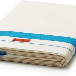 Chithra Fabrics 4.00'Meter | Kerala Traditional Mundu| 1'Inch Intel Blue Katti Karai Border | 100% Cotton | Wedding Mundu | Extra Smooth Solid Men Dhoti image 4